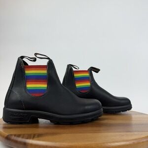 New Womens Blundstone Original 2105 Black Leather Rainbow Ankle Boots Size 7‎ M